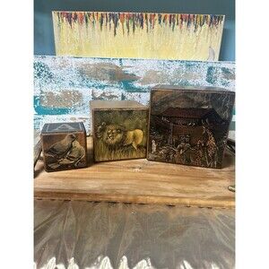 Vtg Large Wood Blocks 8x8 6x6 4x4 Noah Ark/animal - Maude Risher Ciardi